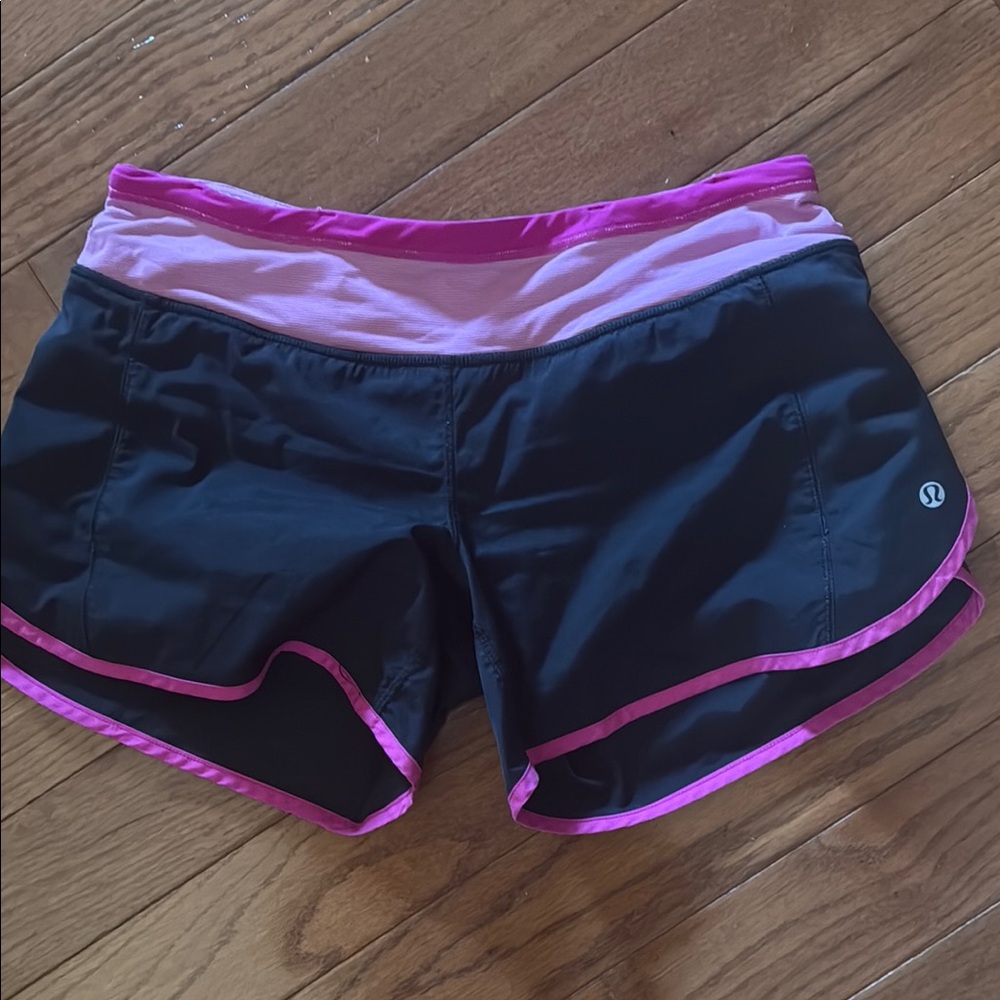 lululemon athletica Women's Black and Pink Shorts